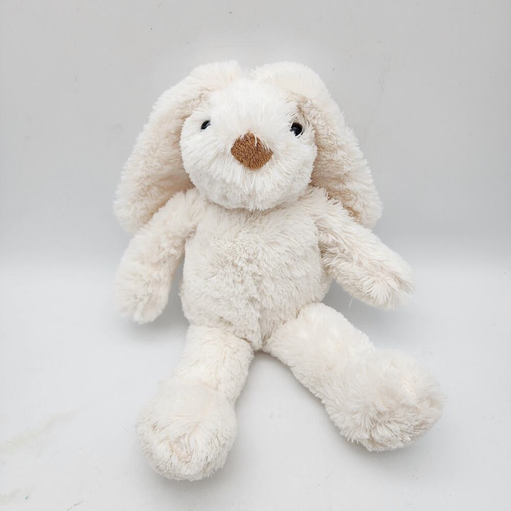 Jumi Ivory Bunny Rabbit Plush Stuffed Animal Lovey 10" Floppy Tan Nose Hard Eyes